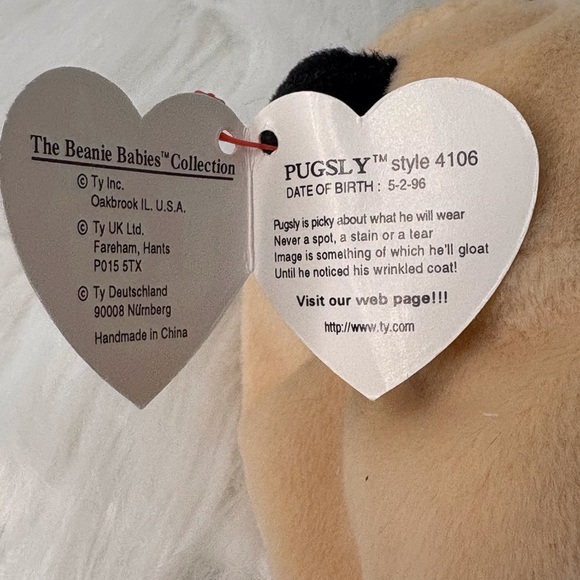 Ty Beanie Baby Pug with Tan and Black Fur “Pugsly”1996 - Picture 4 of 6
